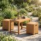Patio 3-Piece Coffee Table and Stools Set Acacia Wood Outdoor